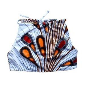 NEW! DIYANU Boho Peacock Feathers Bisi African Print Halter Tank Swimsuit TOP